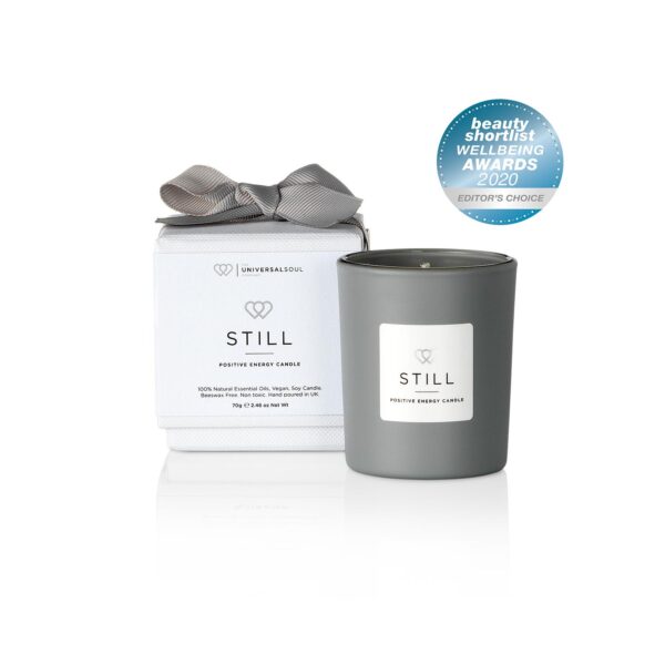 Best Natural Candle - The Universal Soul Companies Positive Energy Candle STILL is awarded an Editors Choice in the Beauty Shortlist Wellbeing Awards 2020