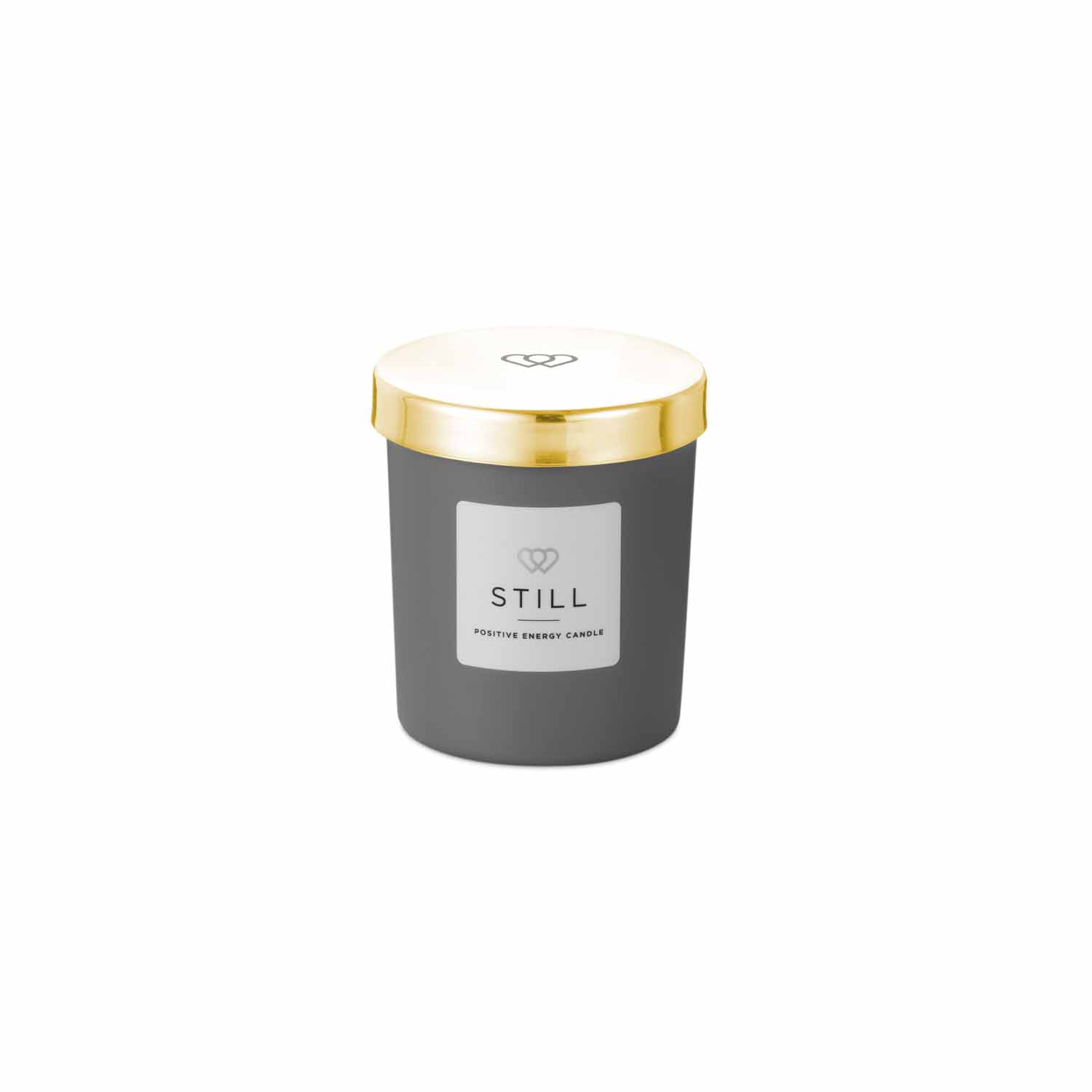 Positive energy mini Candle Still 9cl matt grey woth gold lid - The Universal Soul Company
